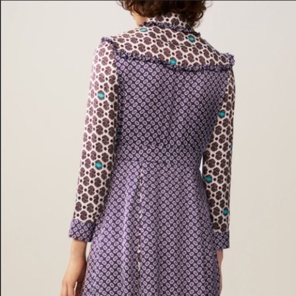 MAJE - PURPLE PRINTED BUTTON UP DRESS - Picture 4 of 7